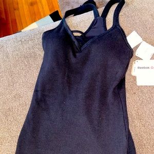 Black ribbed tank built in bra NEW only tried on